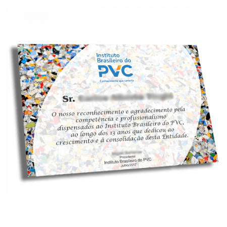Placa de homenagem em PVC reciclado | R. S. de Paula